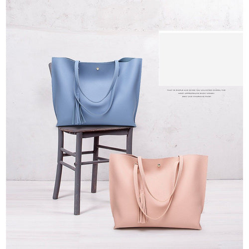 Women's Tassel Pendant Tote Bag - Bae Apparel