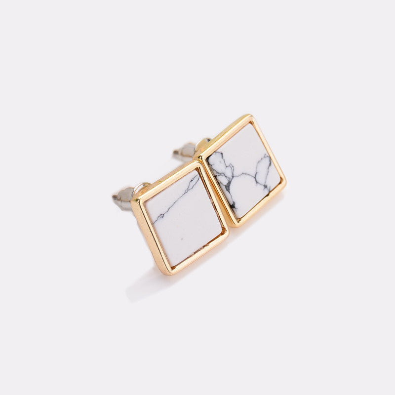 Gold Marble Stud Earrings - Bae Apparel