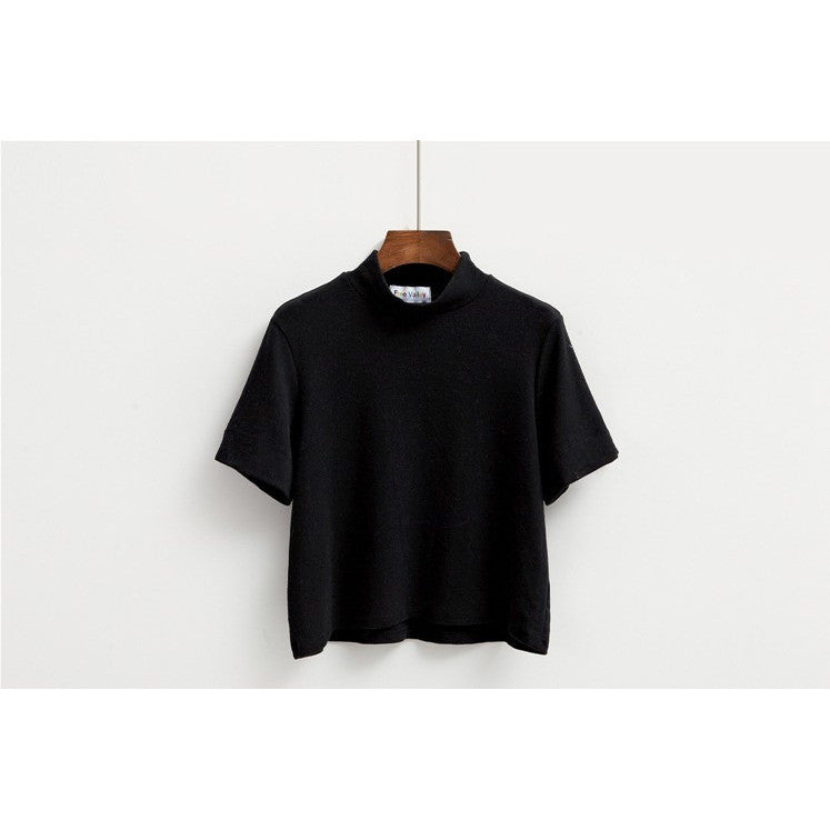 Womens High Neck Crop Shirt - Bae Apparel