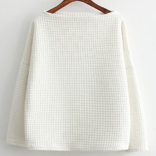 Loose Plaid Cotton Women's Sweatshirt - Bae Apparel