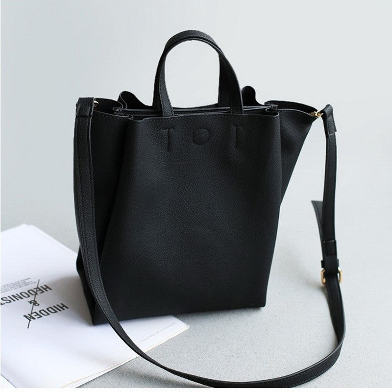 Leather Grey Tote Bag - Bae Apparel