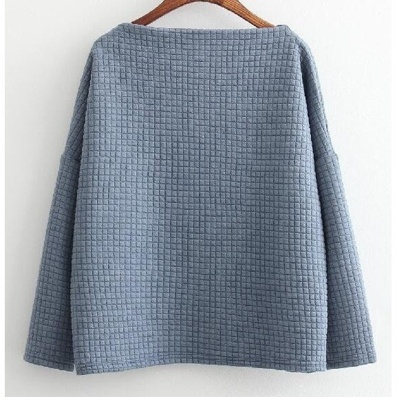 Loose Plaid Cotton Women's Sweatshirt - Bae Apparel