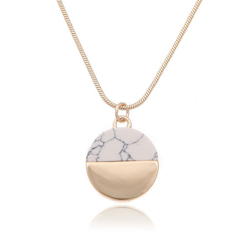 "Thunder" Gold Dipped Marble Necklace Pendant - Bae Apparel