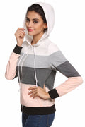 Gray & Pink Striped Women's Hoodie Sweatshirt - Bae Apparel