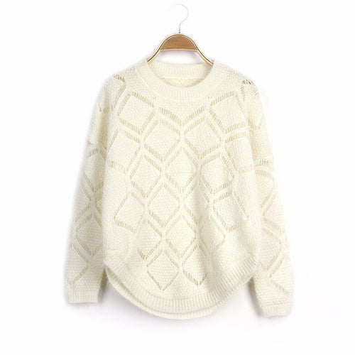 Women's Loose Knit Geometric Pullover - Bae Apparel