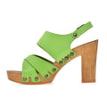 Leather platform sandal  in pine with back strap - Bae Apparel