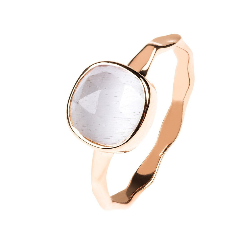Rose Gold Stacking Ring Moon Stone - Bae Apparel