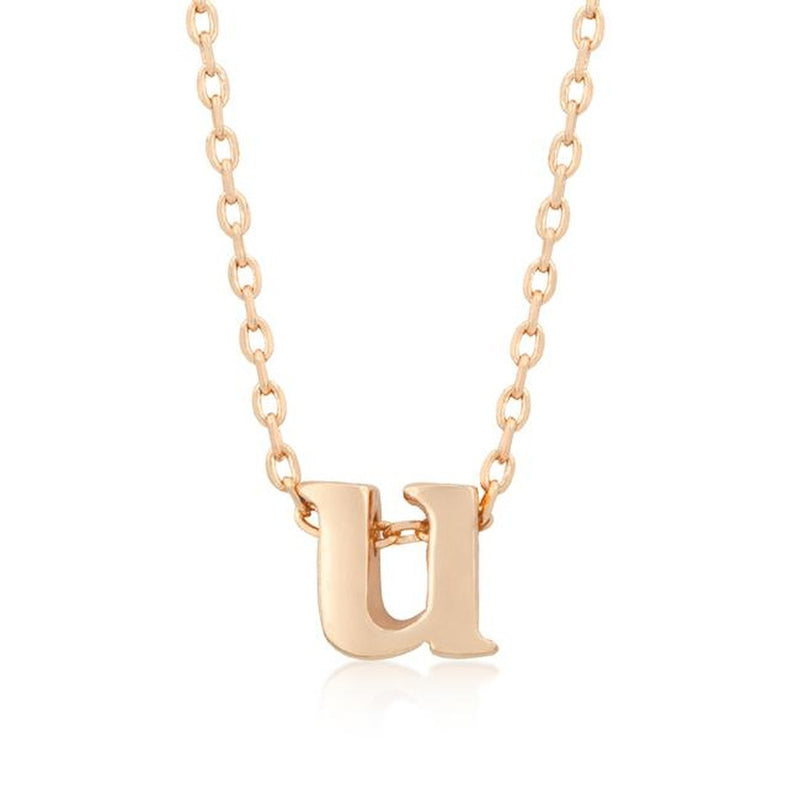 Initial U Rose Gold Pendant - Bae Apparel