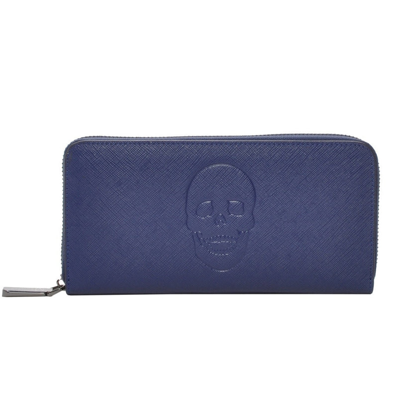 Mechaly Women's Skully Blue Vegan Leather Skull Wallet - Bae Apparel