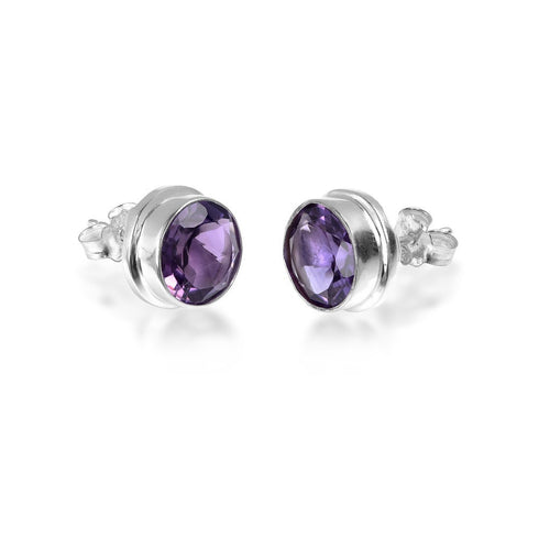 Round Amethyst Studs - Bae Apparel