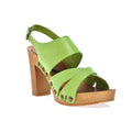 Leather platform sandal  in pine with back strap - Bae Apparel
