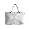 Mechaly Women's Skully White Vegan Leather Skull Handbag - Bae Apparel