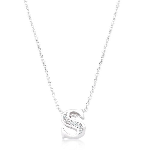 Initial S Crystal Pendant - Bae Apparel