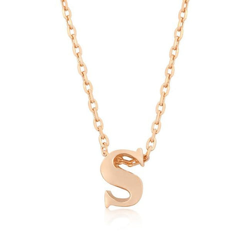 Initial S Rose Gold Pendant - Bae Apparel