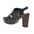 Leather platform sandal  in oak with back strap - Bae Apparel