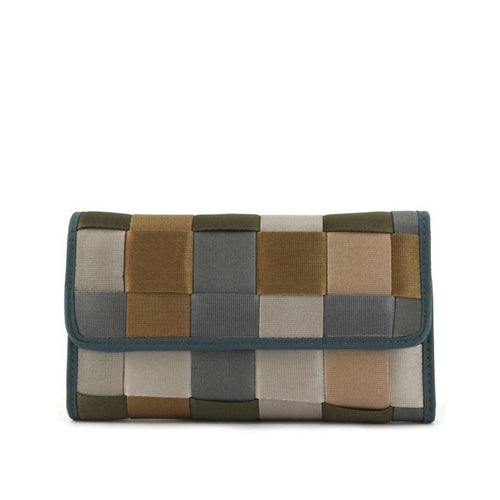Brown & Blue Multicolored Woven Check Wallet - Bae Apparel