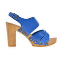 Leather platform sandal  in pine with back strap - Bae Apparel