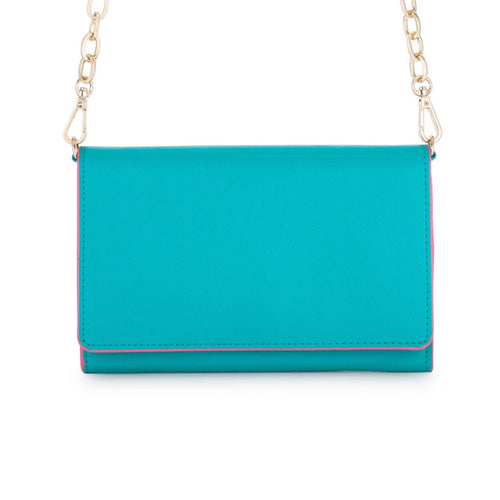 Teal & Pink Border Purse - Bae Apparel