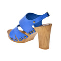 Leather platform sandal  in pine with back strap - Bae Apparel