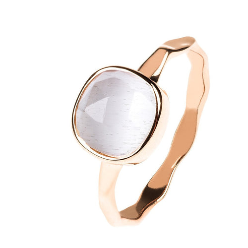 Rose Gold Stacking Ring Moon Stone - Bae Apparel