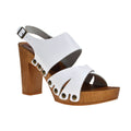 Leather platform sandal  in pine with back strap - Bae Apparel