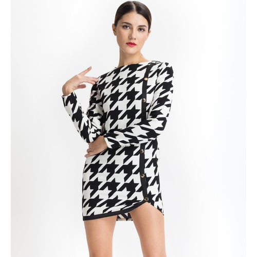 Houndstooth Dress - Bae Apparel