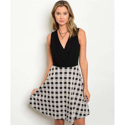 Women's Skirt Dress Black And White Party Dress - Bae Apparel