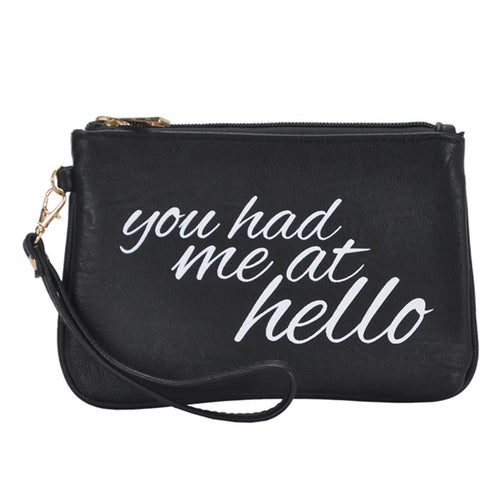 Mechaly Women's Slogan Hello Black Vegan Leather Wallet - Bae Apparel