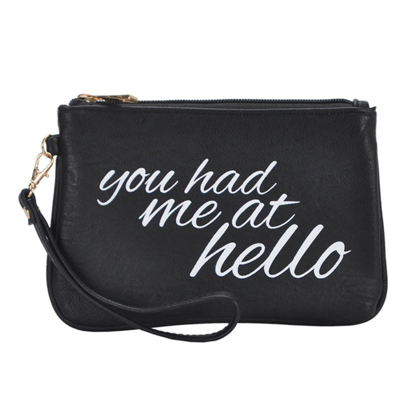 Mechaly Women's Slogan Hello Black Vegan Leather Wallet - Bae Apparel