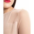Solid Beige Mesh Dress - Bae Apparel