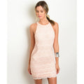 Women's Dress Lace Sleeveless Peach Cocktail Dress - Bae Apparel