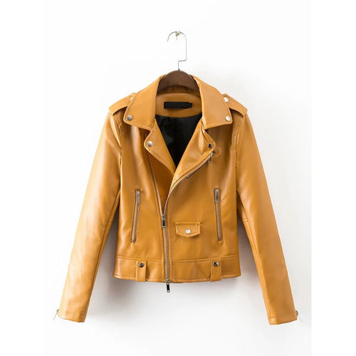 Mustard yellow faux leather jacket - Bae Apparel