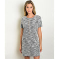 Women's Dress Grey And White Shift Mini Dress - Bae Apparel