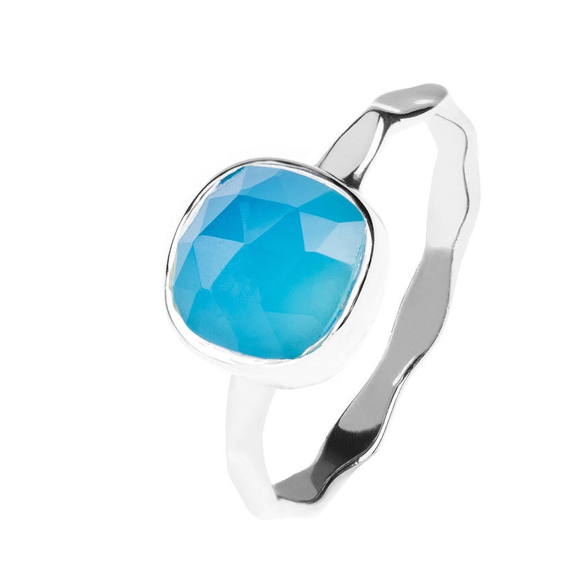 Silver Stacking Ring Blue Chalcedony - Bae Apparel