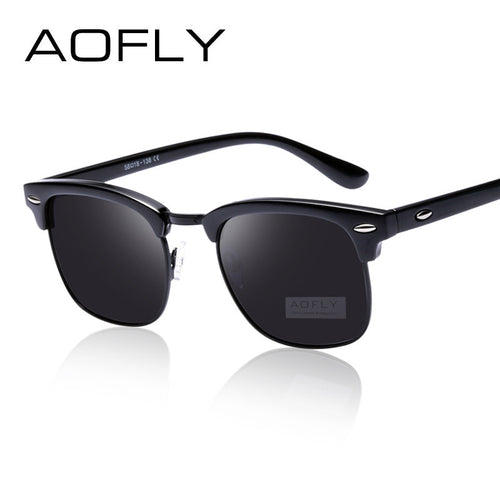AOFLY Black Frame Men's Clubmaster Sunglasses - Bae Apparel