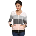 Gray & Pink Striped Women's Hoodie Sweatshirt - Bae Apparel