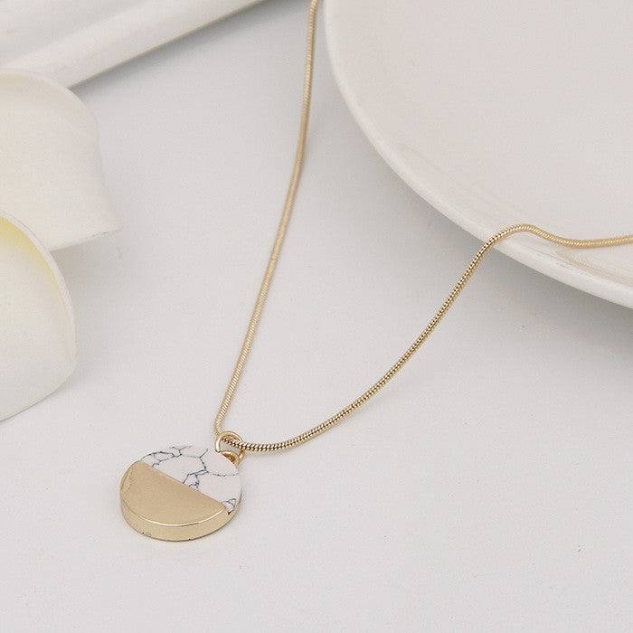 "Thunder" Gold Dipped Marble Necklace Pendant - Bae Apparel