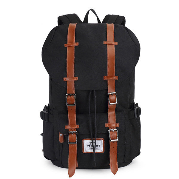 "The Outdoor" Leather Canvas Backpack - Bae Apparel