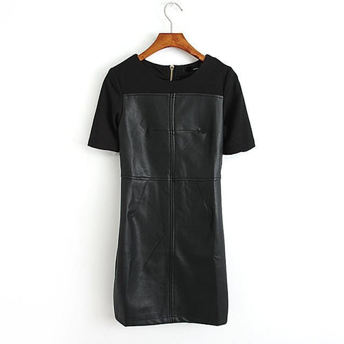 "Black Leather" Mini Dress - Bae Apparel