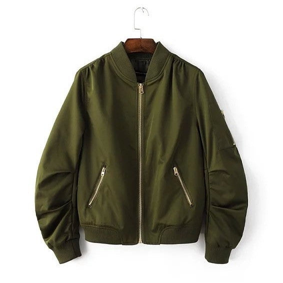 Military Baseball Bomber Women's Jacket - Bae Apparel