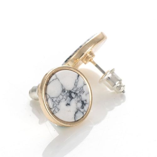 Gold Marble Stud Earrings - Bae Apparel