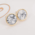 Gold Marble Stud Earrings - Bae Apparel