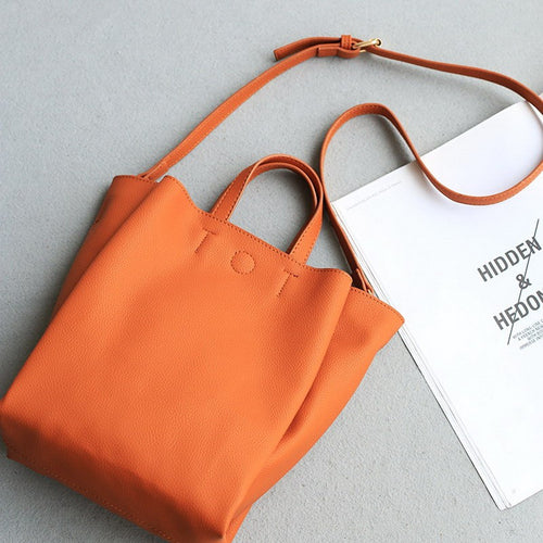 Leather Grey Tote Bag - Bae Apparel