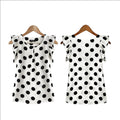 "Big Polka Dots" Women's Butterfly Sleeved Blouse - Bae Apparel