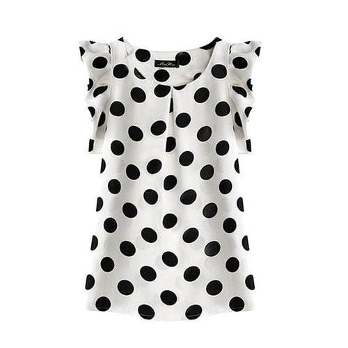 "Big Polka Dots" Women's Butterfly Sleeved Blouse - Bae Apparel