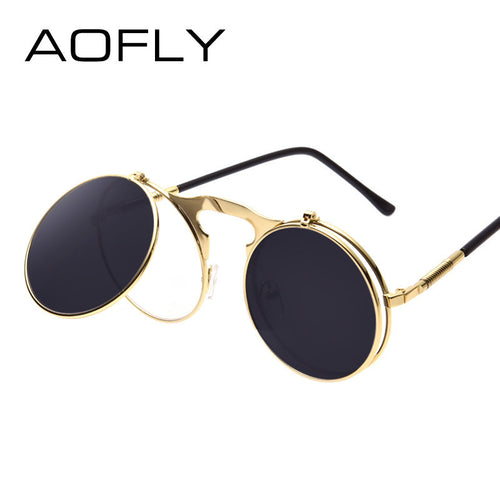 AOFLY Black On Black Retro Flip Sunglasses - Bae Apparel