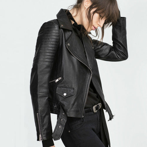 "The Motorcylce" Women's Leather Jacket - Bae Apparel