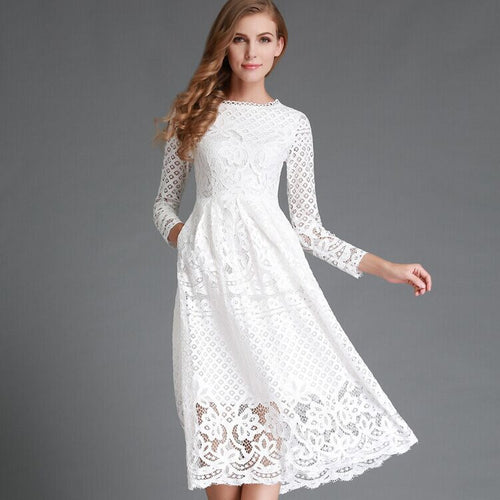 "Black Or White" Elegant Lace Dress - Bae Apparel