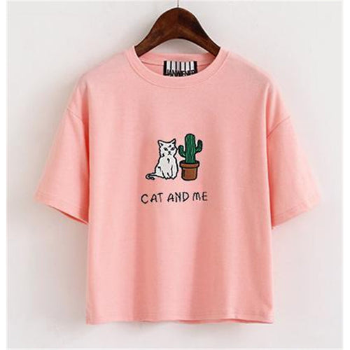"Cat And Me" Women's Shirt - Bae Apparel